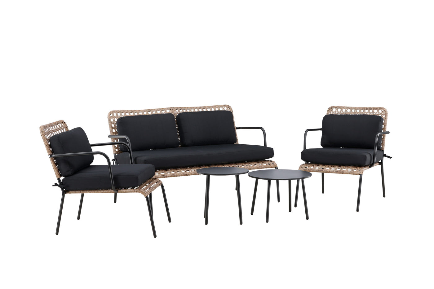 Fjôrd - Tuinset Naturel|Zwart - Wicker|Staal - Paola