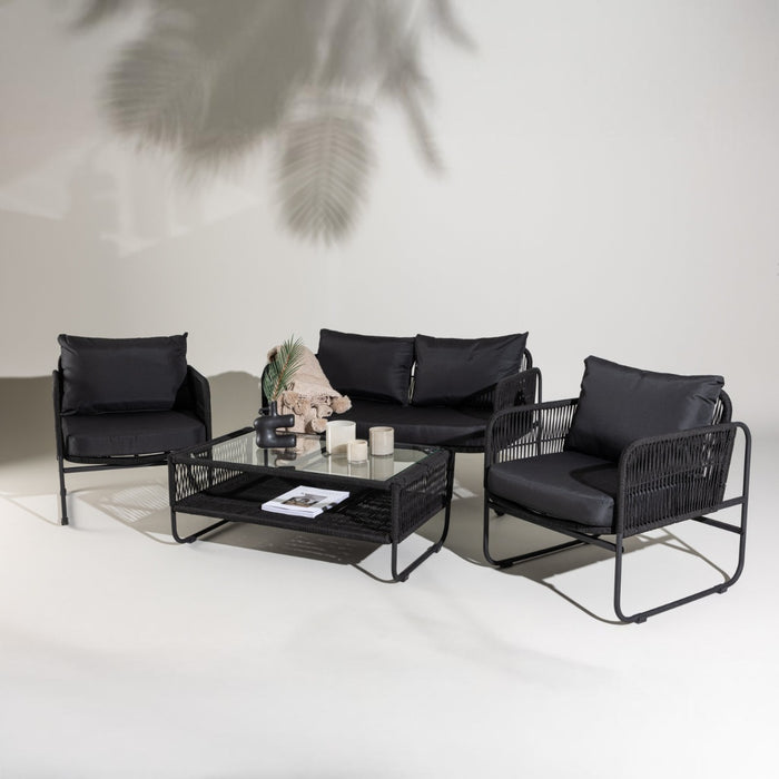 Fjôrd - Tuinset Zwart Seater - Touw - Utah