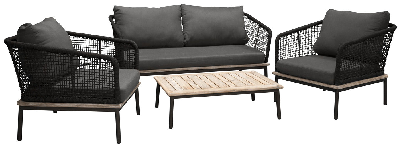 Fjôrd - Tuinset Zwart - Aluminium|Acaciahout - Andorra