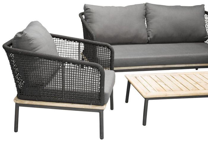 Fjôrd - Tuinset Zwart - Aluminium|Acaciahout - Andorra