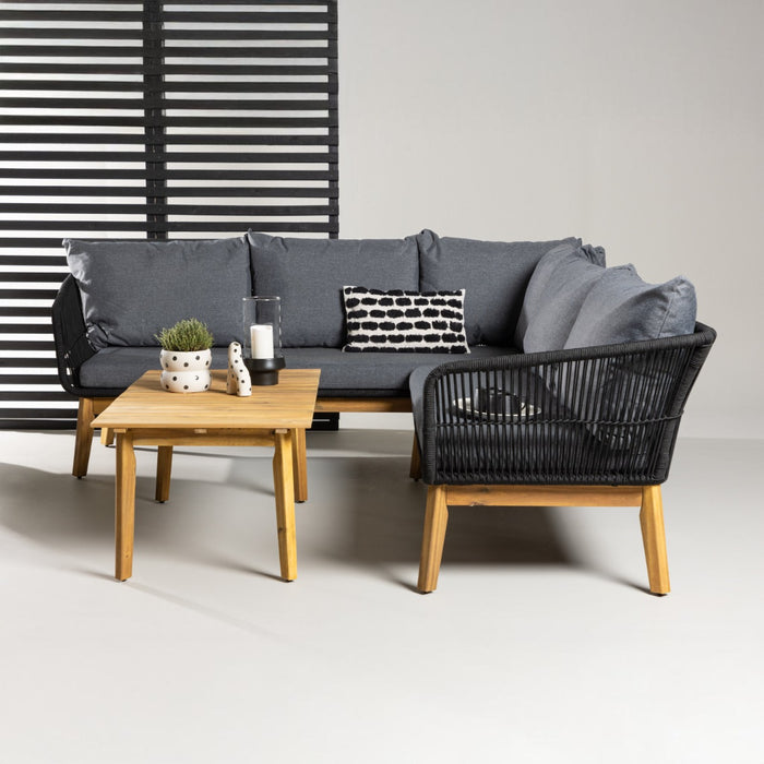 Fjôrd - Loungeset Zwart|Naturel - Acaciahout - Chania