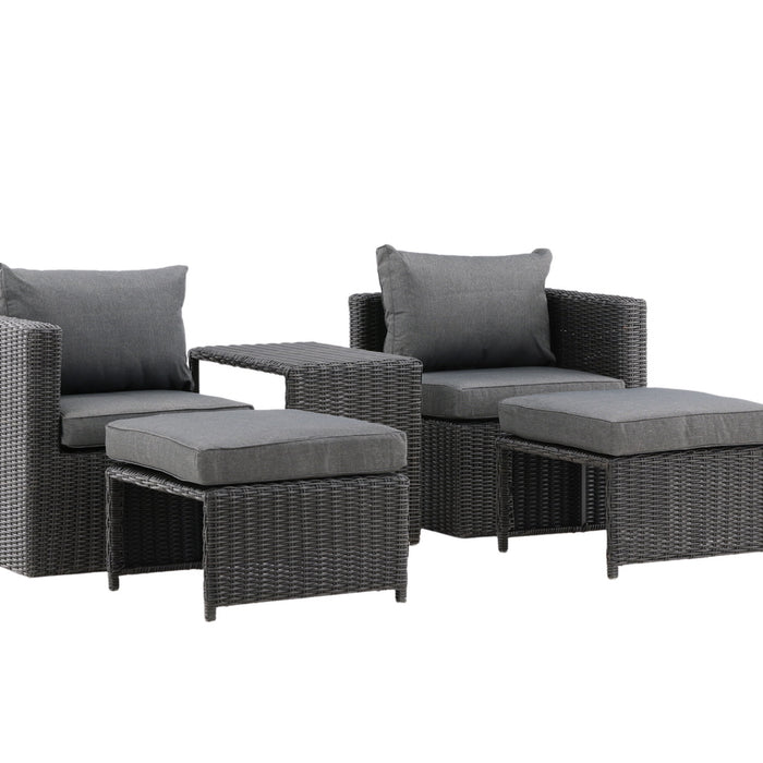 Fjôrd - Loungeset Zwart - Wicker - Quad
