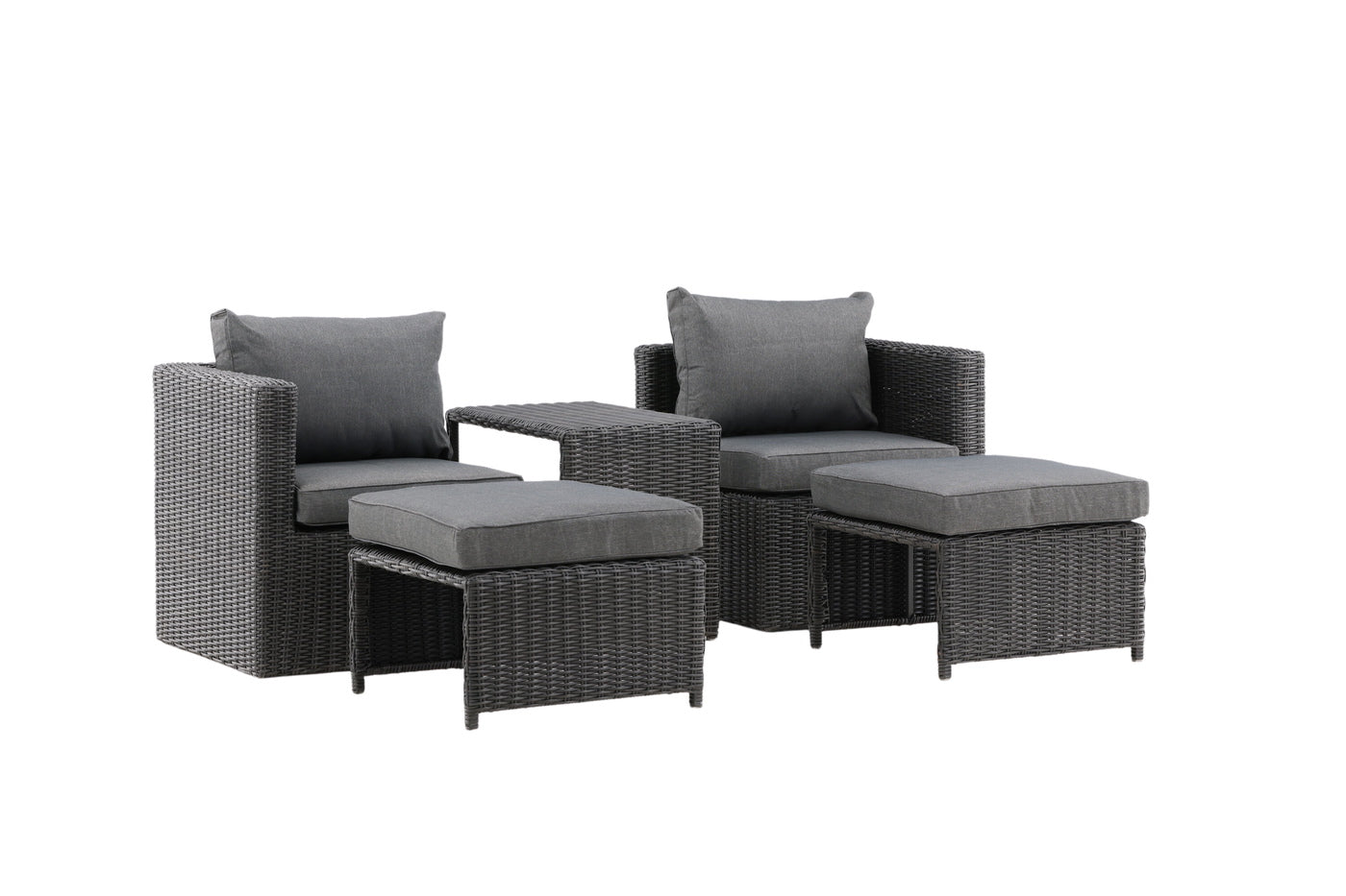Fjôrd - Loungeset Zwart - Wicker - Quad