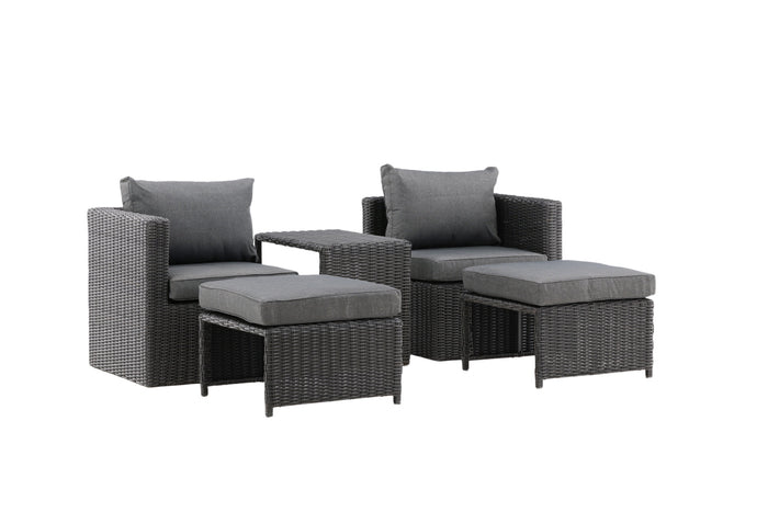 Fjôrd - Loungeset Zwart - Wicker - Quad
