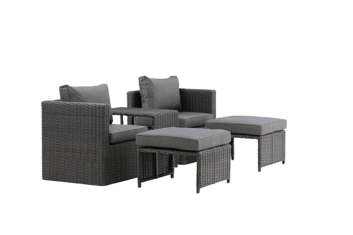 Fjôrd - Loungeset Zwart - Wicker - Quad