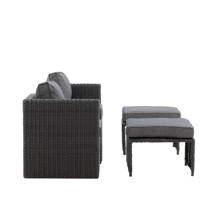 Fjôrd - Loungeset Zwart - Wicker - Quad
