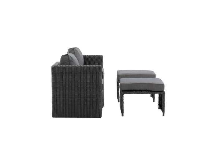 Fjôrd - Loungeset Zwart - Wicker - Quad