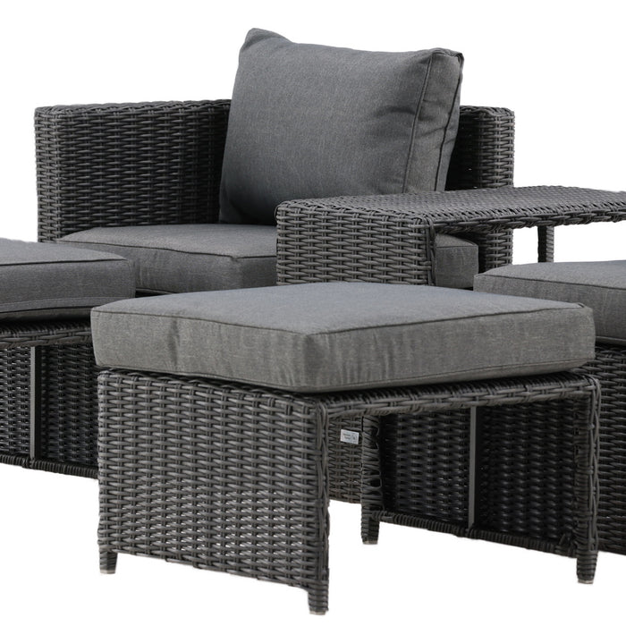 Fjôrd - Loungeset Zwart - Wicker - Quad