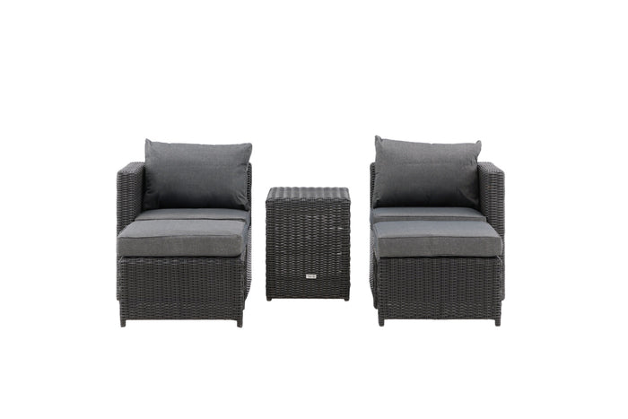 Fjôrd - Loungeset Zwart - Wicker - Quad