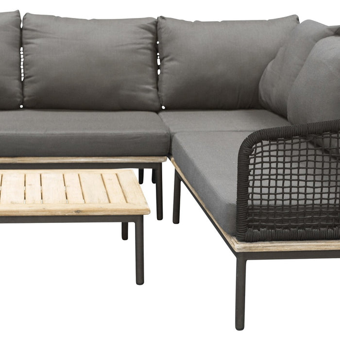 Fjôrd - Loungeset Zwart - Aluminium|Acaciahout - Andorra