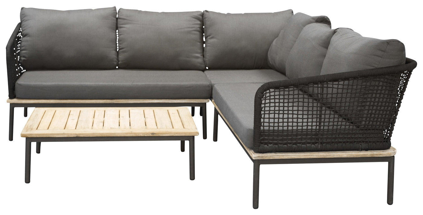 Fjôrd - Loungeset Zwart - Aluminium|Acaciahout - Andorra
