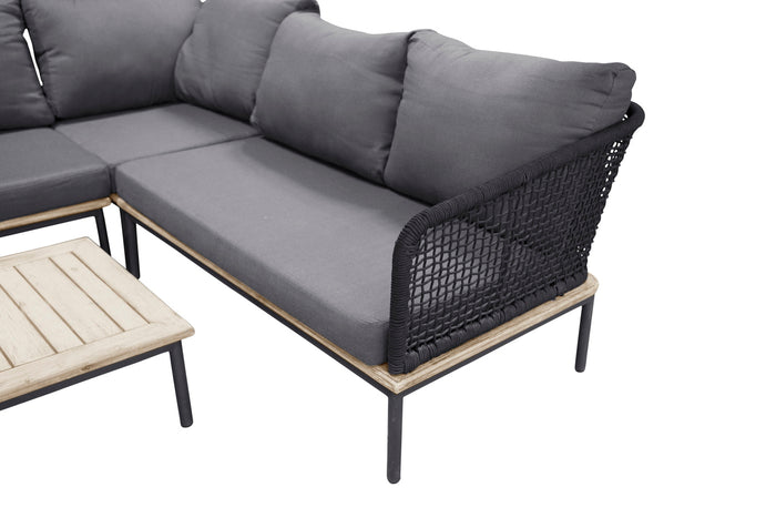 Fjôrd - Loungeset Zwart - Aluminium|Acaciahout - Andorra