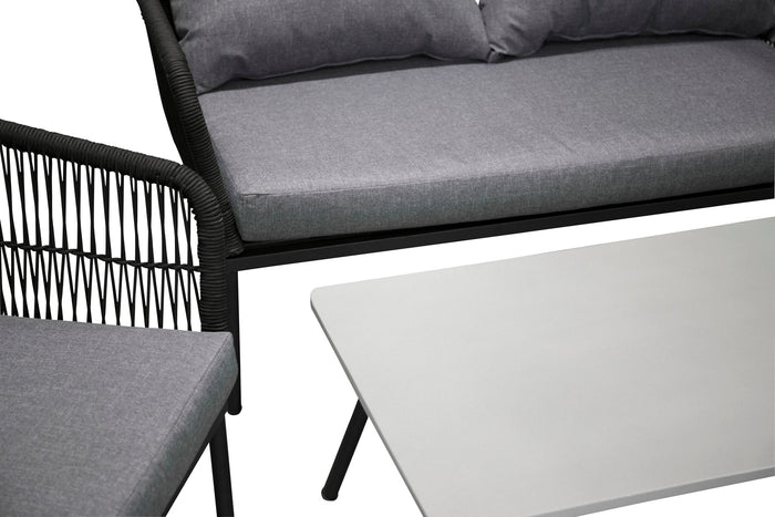 Fjôrd - Tuinset Zwart|Grijs - Aluminium|Touw - Lindos