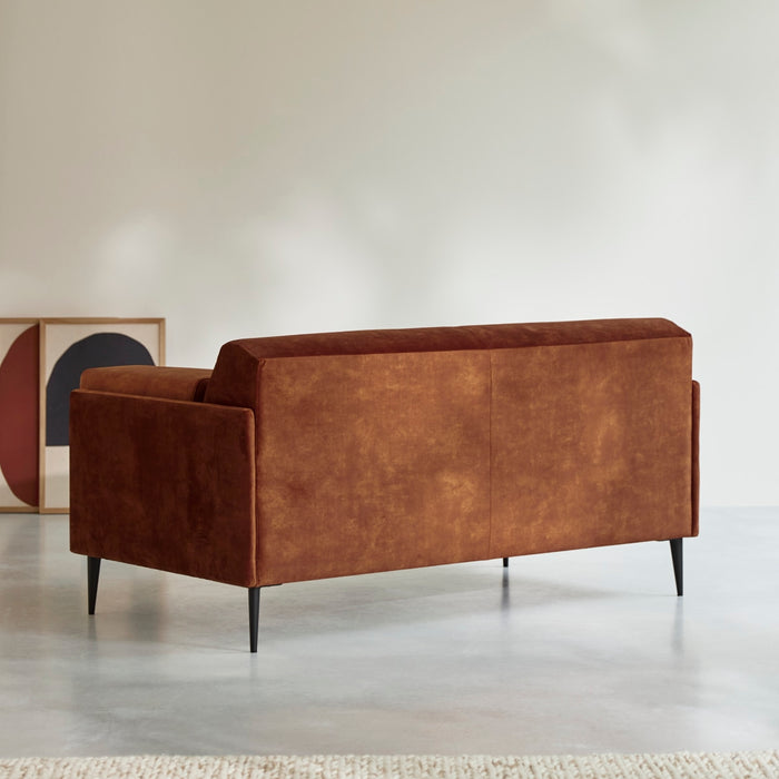 Tikamoon - 2-3-zitsbank in terracottabruin fluweel Finn, 2-zit