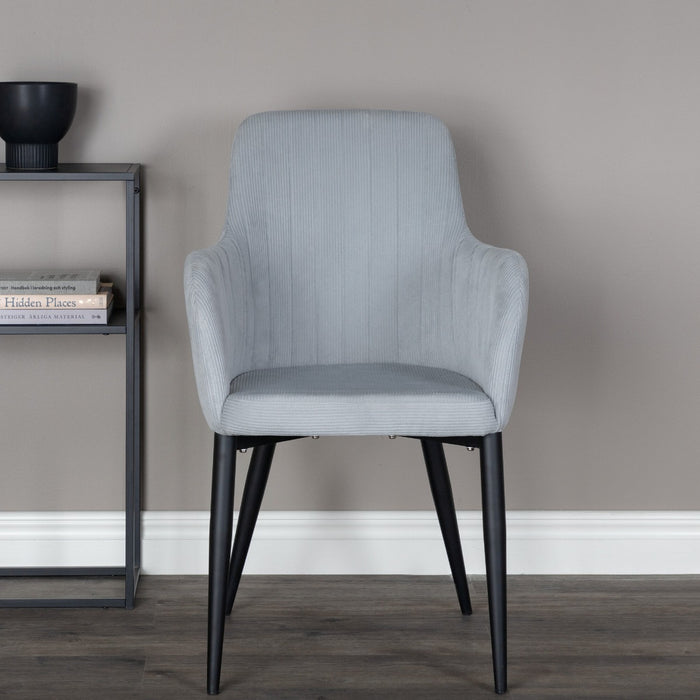 Fjôrd - Eetkamerstoel Lichtgrijs - Corduroy - Comfort - Set van 2