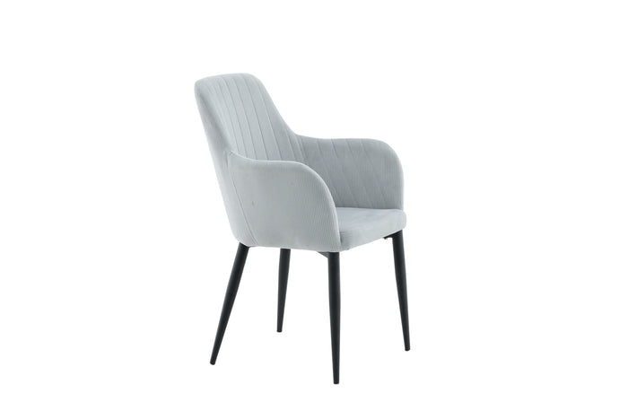 Fjôrd - Eetkamerstoel Lichtgrijs - Corduroy - Comfort - Set van 2