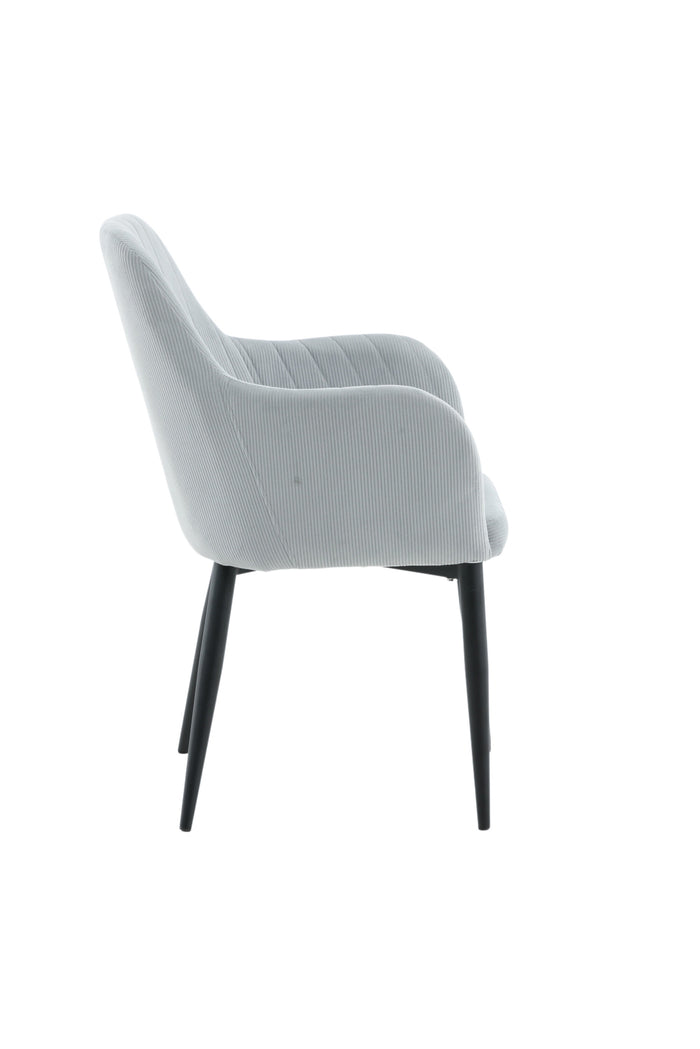 Fjôrd - Eetkamerstoel Lichtgrijs - Corduroy - Comfort - Set van 2