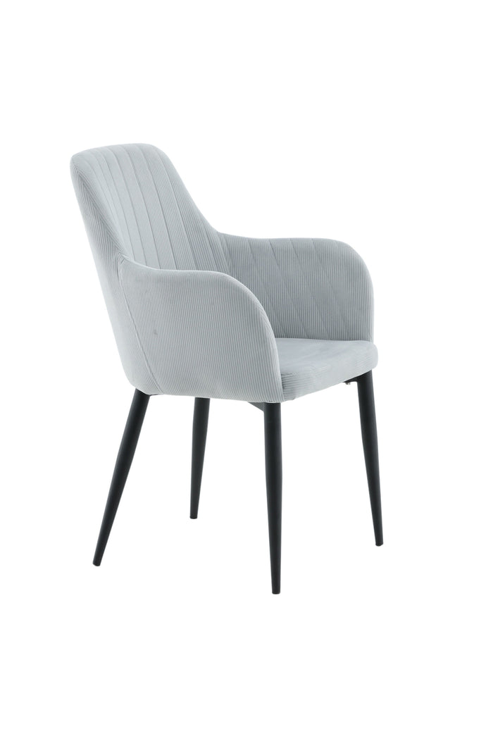 Fjôrd - Eetkamerstoel Lichtgrijs - Corduroy - Comfort - Set van 2