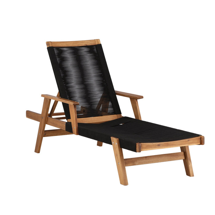 Fjôrd - Lounge Ligbed Zwart - Touw|Acacia - Little