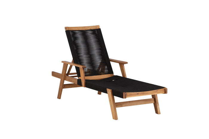 Fjôrd - Lounge Ligbed Zwart - Touw|Acacia - Little