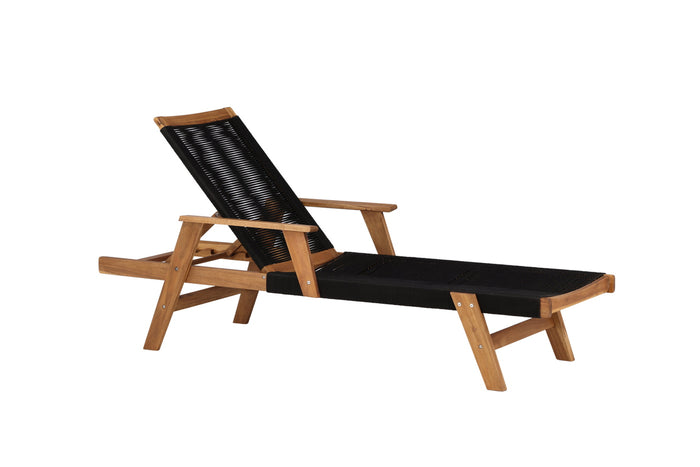 Fjôrd - Lounge Ligbed Zwart - Touw|Acacia - Little