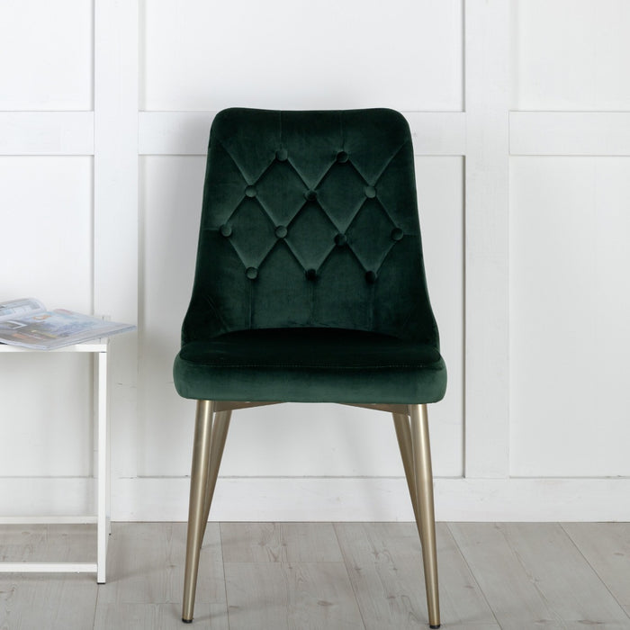Fjôrd - Eetkamerstoel Mosgroen|Koper - Velvet - Deluxe - Set van 2