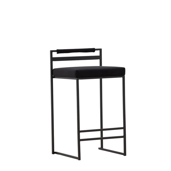 Fjôrd - Barkruk Zwart - Velvet - Opelika - Set van 2