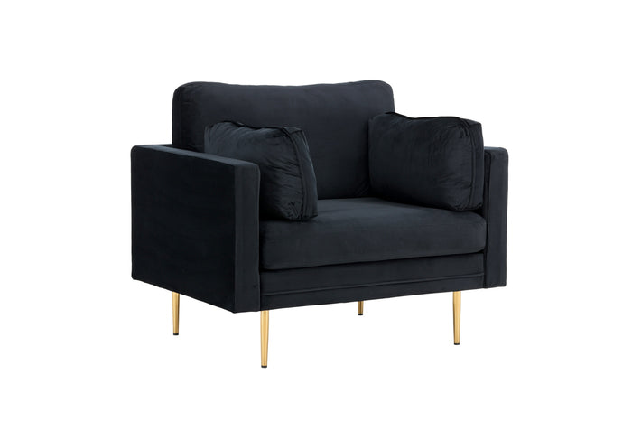 Fjôrd - Fauteuil Zwart|Goud - Velvet - Boom