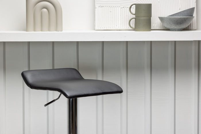 Fjôrd - Barkruk Zwart|Zilver - PU Leer - Jonna - Set van 2