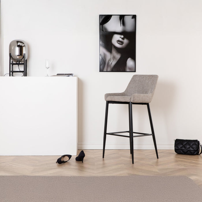 Fjôrd - Barkruk Beige|Zwart - Linnen - Plaza - Set van 2