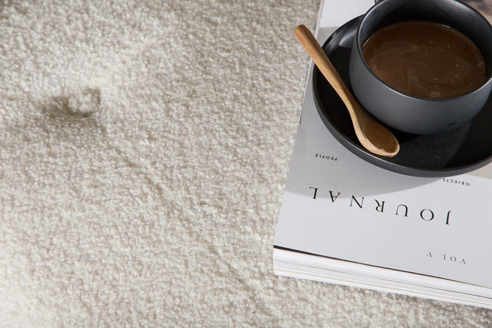 Fjôrd - Poef Wit - Bouclé - Salina