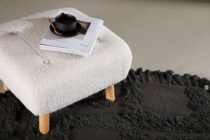 Fjôrd - Poef Wit - Bouclé - Salina