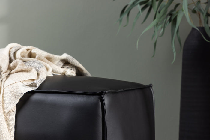 Fjôrd - Poef Zwart - PU Leer - Palermo