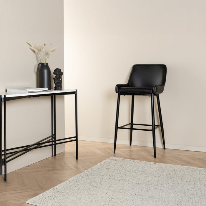 Fjôrd - Barkruk Zwart - PU Leer - Plaza - Set van 2