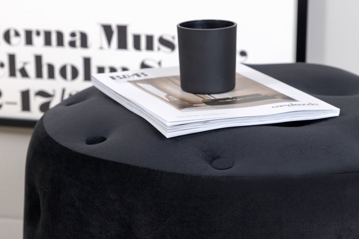 Fjôrd - Poef Zwart Ø55cm - Velvet - Benjamin