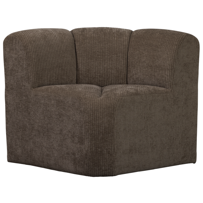 WOOOD Mojo Eetbankje Hoek Met Rugleuning - Ribstof - Bruin -88x86x86