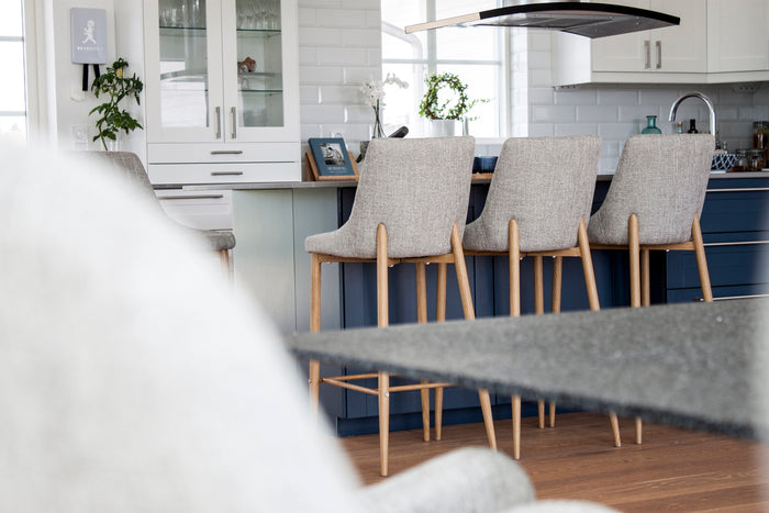 Fjôrd - Barkruk Lichtgrijs|Naturel - Linnen - Plaza - Set van 2