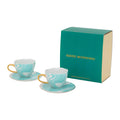 Urban Nature Culture Good Morning Kop Cappuccino/Thee en Bord Valuri Emerald Green - Set van 4 - In Geschenkverpakking