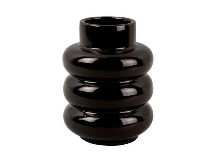 present time - Vase Bobbly Glazed ceramic medium black