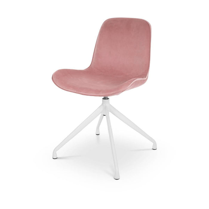 Nolon Nola-Fé draaibare eetkamerstoel velvet roze - wit onderstel