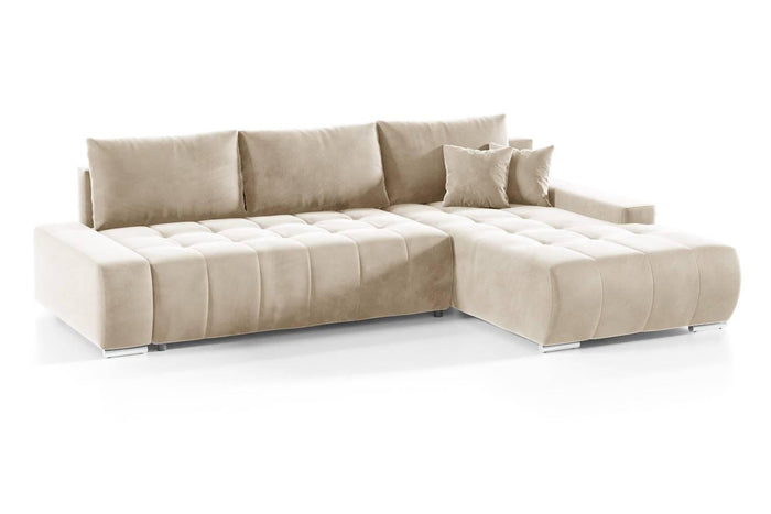 NADUVI Collection Hoekbank Olivia rechts velvet met slaapfunctie