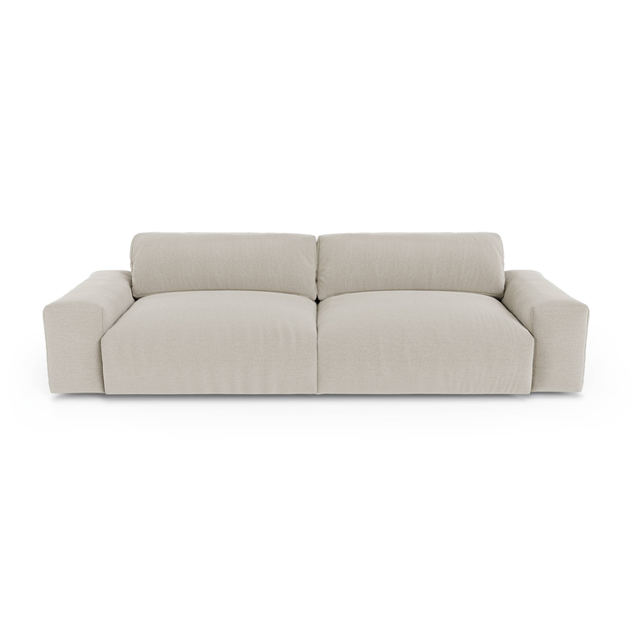 3-zitsbank in zachte, beige geweven stof, 220 cm