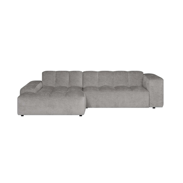 by fonQ Plume 3-zits Hoekbank met Chaise Longue Links - Chenille - Grijs