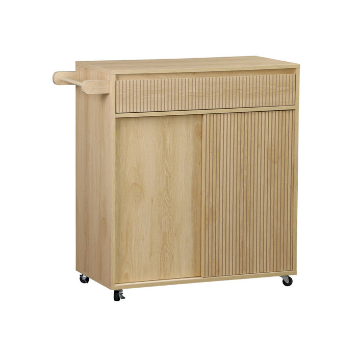 sweeek - Keukentrolley met houtdecor 1 handgreep 1 lade 2 deuren