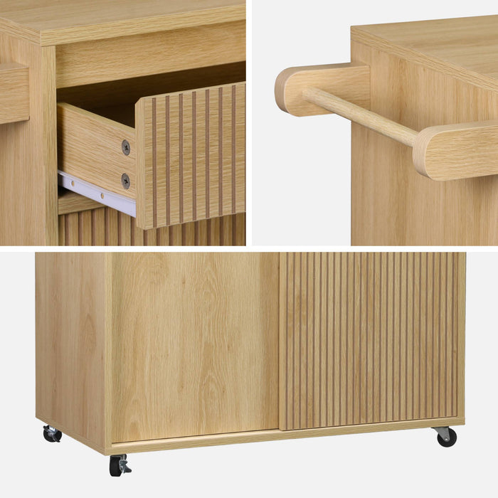 sweeek - Keukentrolley met houtdecor 1 handgreep 1 lade 2 deuren