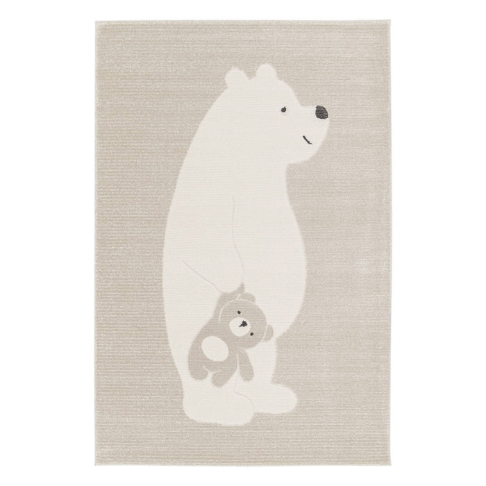 sweeek - Vloerkleed beige|crème, teddybeer
