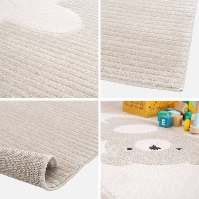sweeek - Vloerkleed beige|crème, teddybeer