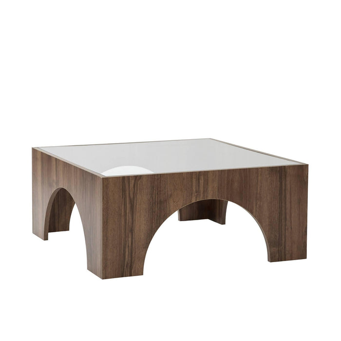 Giga Meubel - Salontafel Walnoot|Glas - 80x80x35cm - Seine