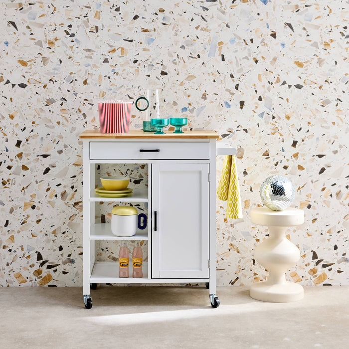 sweeek - keukentrolley van rubberhout met handvat