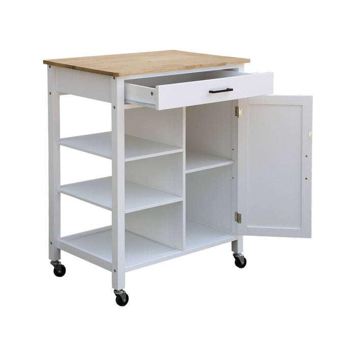 sweeek - keukentrolley van rubberhout met handvat